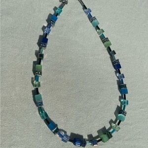 Blue & Green Beaded Crystal and Glass Necklace - Women Jewelry